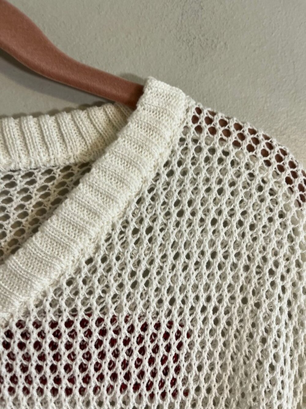 Crochet Mesh Knit Sweater 86 Athletic L Y2k Sporty Streetwear Summer Beach 80s - Picture 7 of 8
